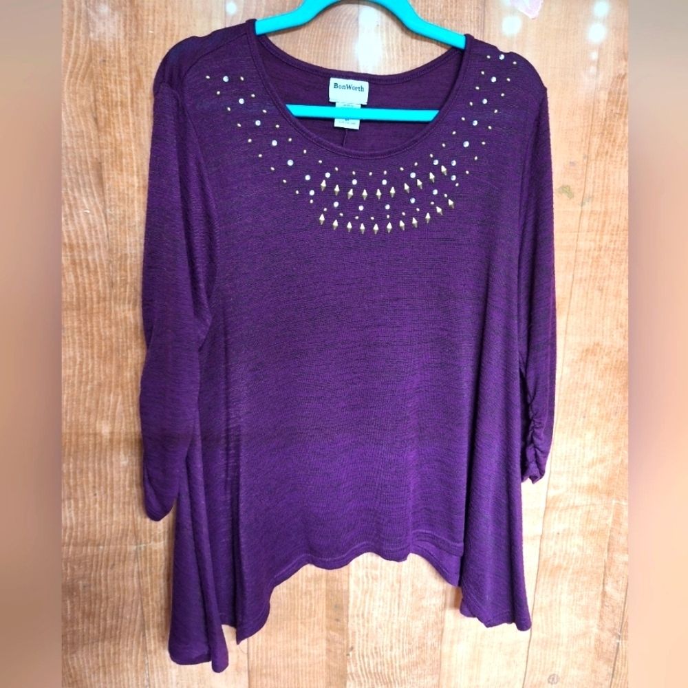 BONWORTH SIZE MEDIUM PETITE PURPLE TOP